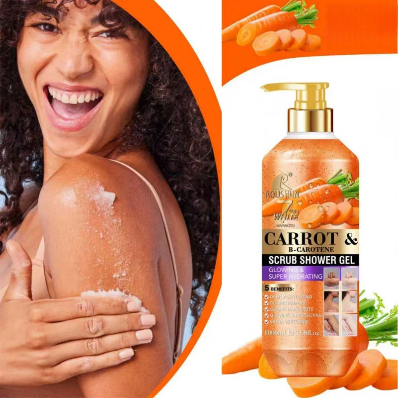 ROUSHUN Carrot Scrub Shower Gel 1000ml – Moisturizing Body Wash