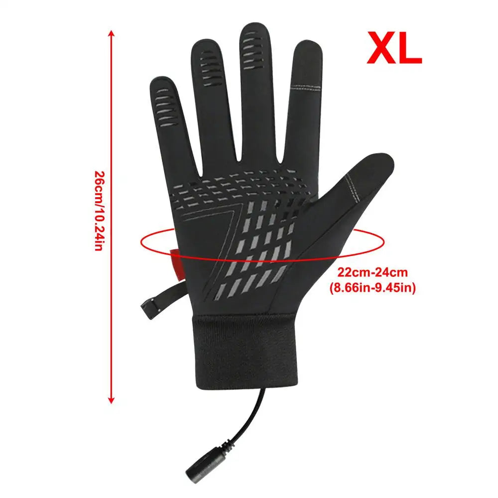 Heated Gloves Motorcycle Gloves USB Charging Windproof Non-Slip Touchscreen Waterproof Thick Drawstring Mitten for Skiing Oasis Select XL