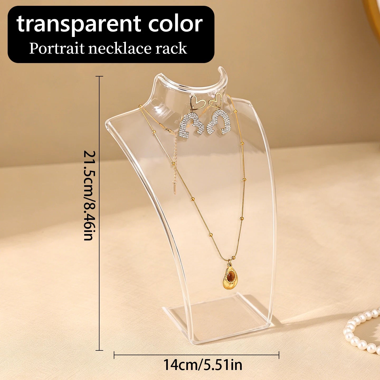 1 Portrait Jewelry Display Stand Vertical Necklace Earring Storage Stand, Jewelry Store Home Display Stand Perfect Holiday Gift Oasis Select transparent