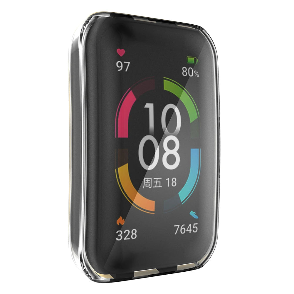 Edge Protective Shell Anti-Scratch PTPU Full Screen Protector Case rotective Bumper Shell for Huawei Band7/Honor Band6 Oasis Select