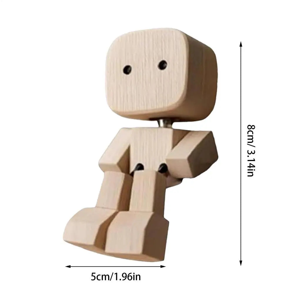 Wooden Man Figurine Shaking Feet Wooden Human Figure Funny Sculpture Dashboard Movable Ornament Car dashboard decoration doll Oasis Select Style A