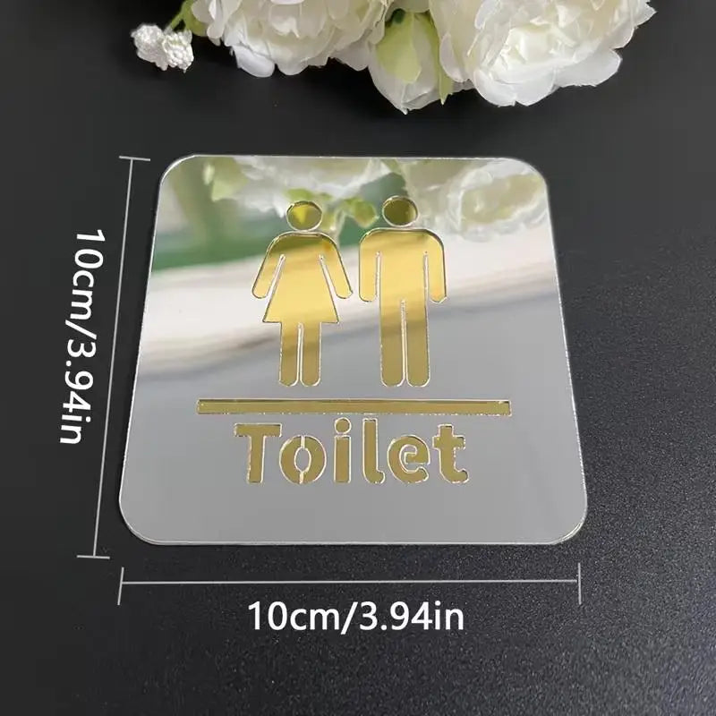 3.94-inch Acrylic Toilet Sign For Men And Women, Bathroom Identification, Round And Square Toilet Mirror Decals For Home Decor. Oasis Select