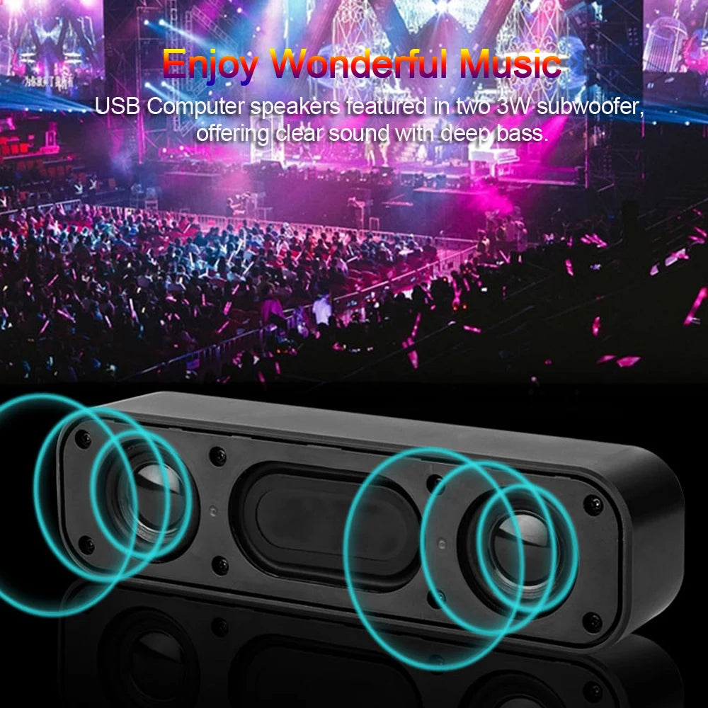 AyeBeau USB Wired Desktop Soundbar Speaker 6W – PC, Laptop & TV