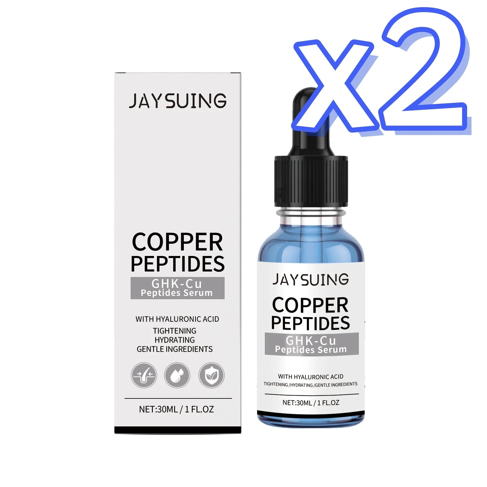 Copper Peptide & Hyaluronic Acid Face Serum – Firm & Brighten Face Serum Oasis Select 30ml Boxed x 2