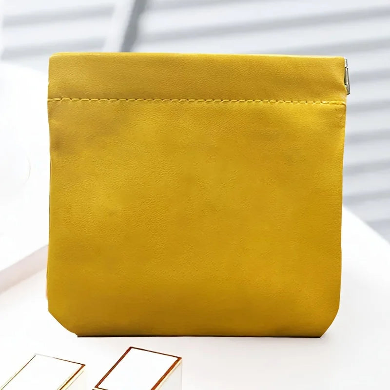 2pcs Fashion Simple Lipstick Makeup Bag Portable Mini Jewelry Handbag Travel PU Key Small Bags Women Girls Oasis Select Orange