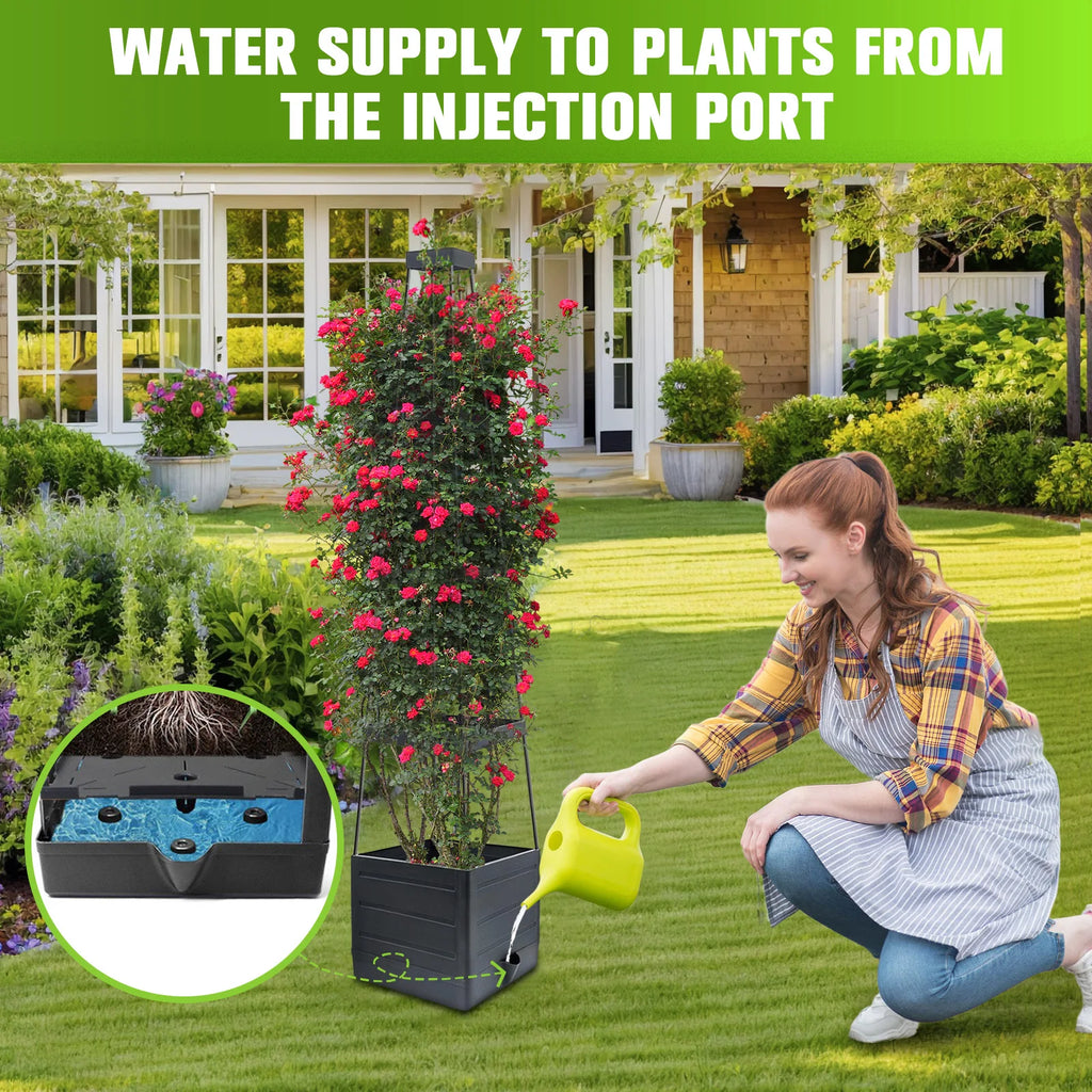 11" Self-Watering Tomato Tower Raised Planter Box with Trellis Raised Garden Planter Oasis Select