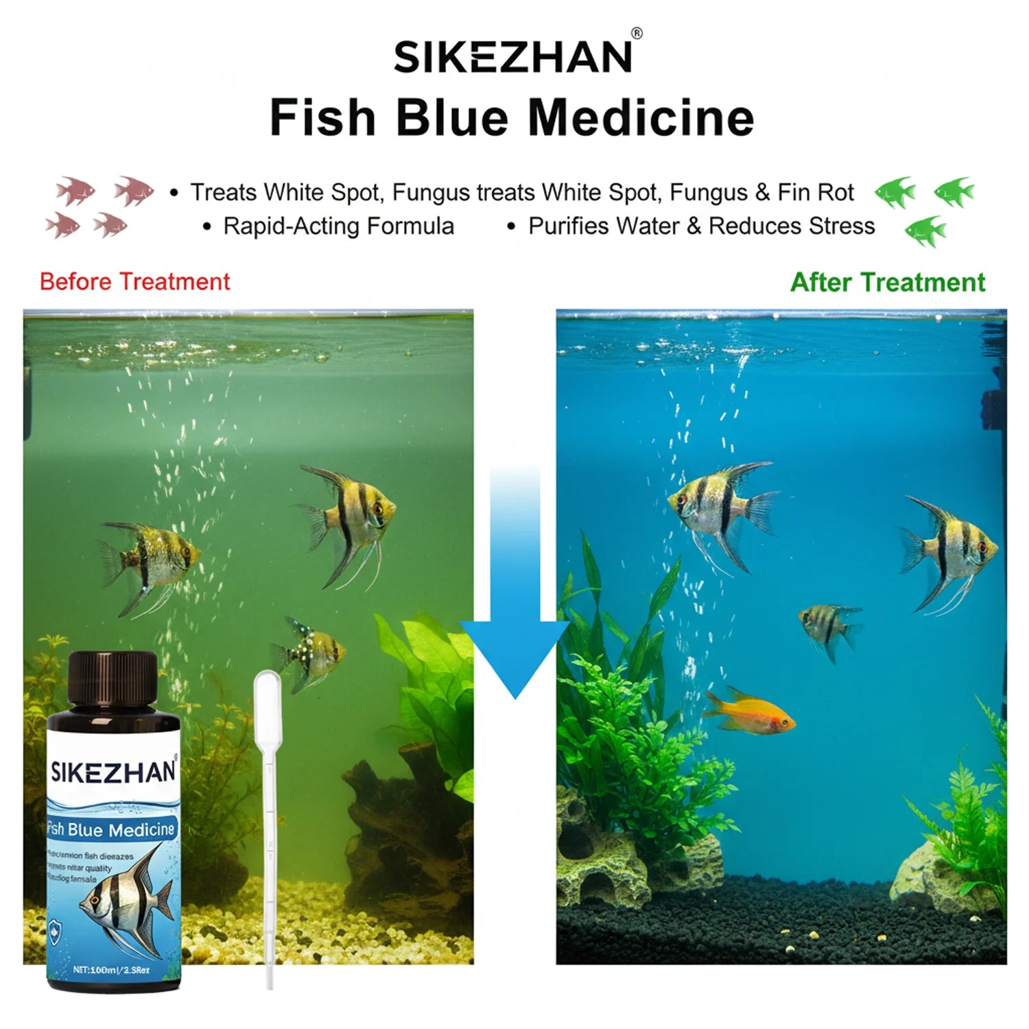 Aquarium Fish Tank Methylene Blue Water Care Anti Ich White Spot Fungus Disease Remedy Safe For Tropical Freshwater Fish Healing Oasis Select