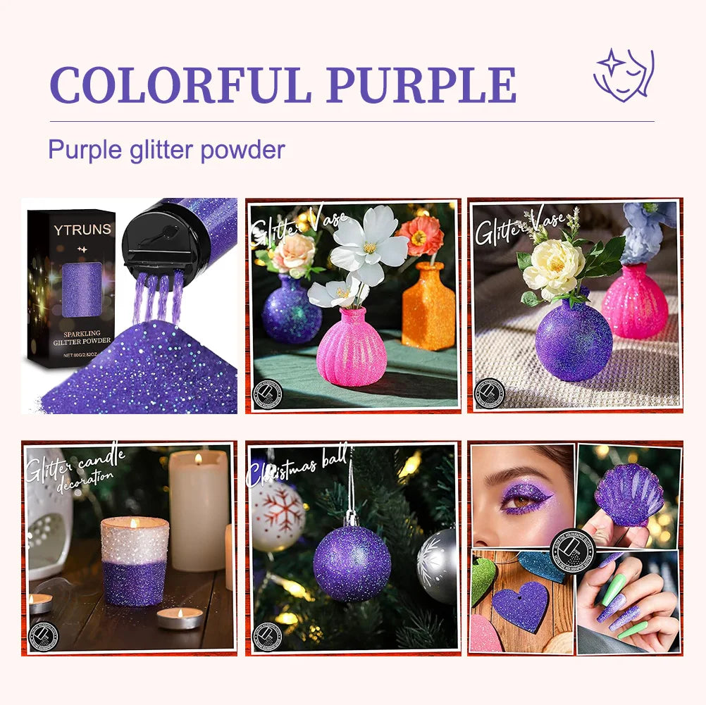Laser Glitter Powder 80g 6 Colors – Nail Art, Crafts & DIY