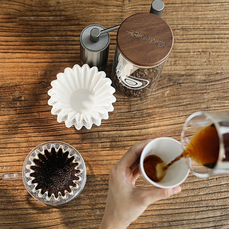 50pcs/Set White Coffee Filters Single Serving Paper for Coffee Machine 1-4 cups White Filter Paper Cake Cup Coffee Paper Filter Oasis Select