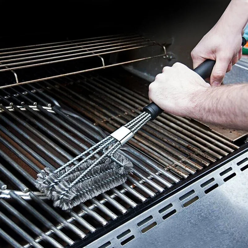 Grill Cleaning Brush BBQ Tool Brush 3 Stainless Steel Brushes in 1 Cleanin Bbq Accessories Best Cleaner Barbecue Oasis Select