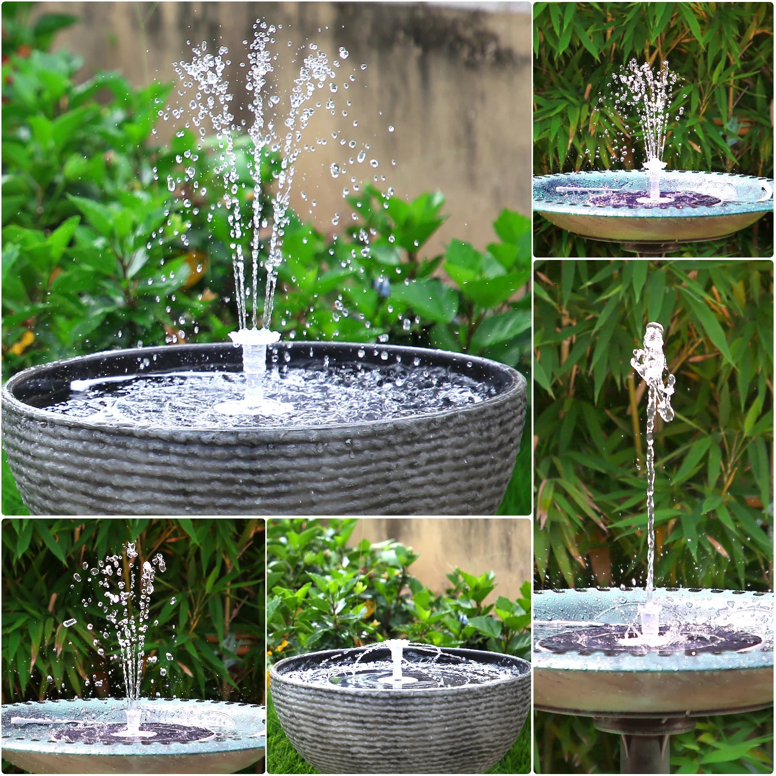 6.5W Solar Fountain Pump Built-in 5000mAh Battery, Solar Powered Water Fountain Pump with LED Lights for Pond, Garden Oasis Select