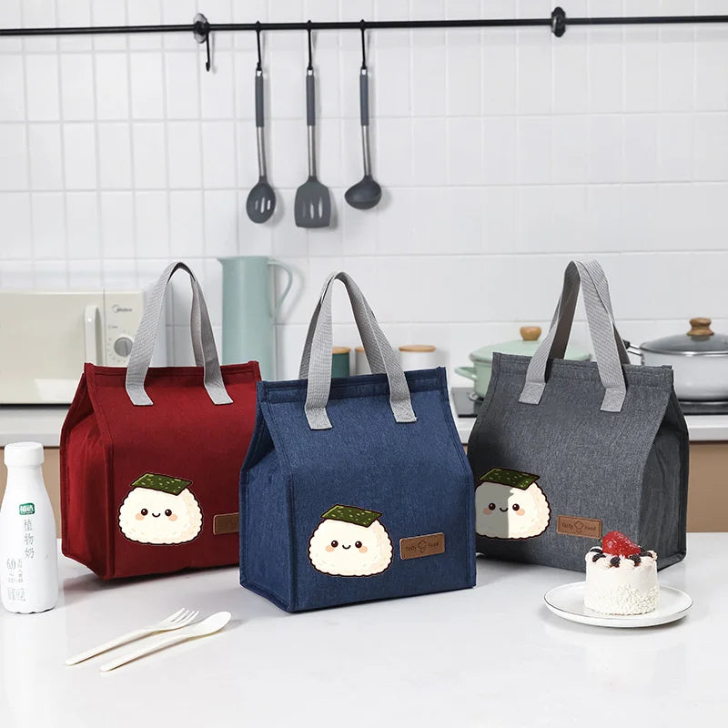 Kawaii Onigiri Print Insulated Lunch Bag Waterproof Oxford Thermal Cooler Tote Bag for School Work Camping Oasis Select