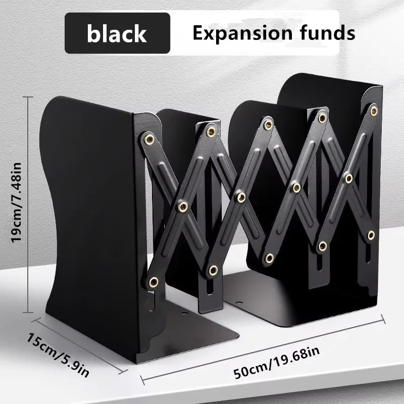 1pcs Metal Retractable Book Stand Simple Book Board High Desk High Aesthetic Value Simple Storage Rack Oasis Select black