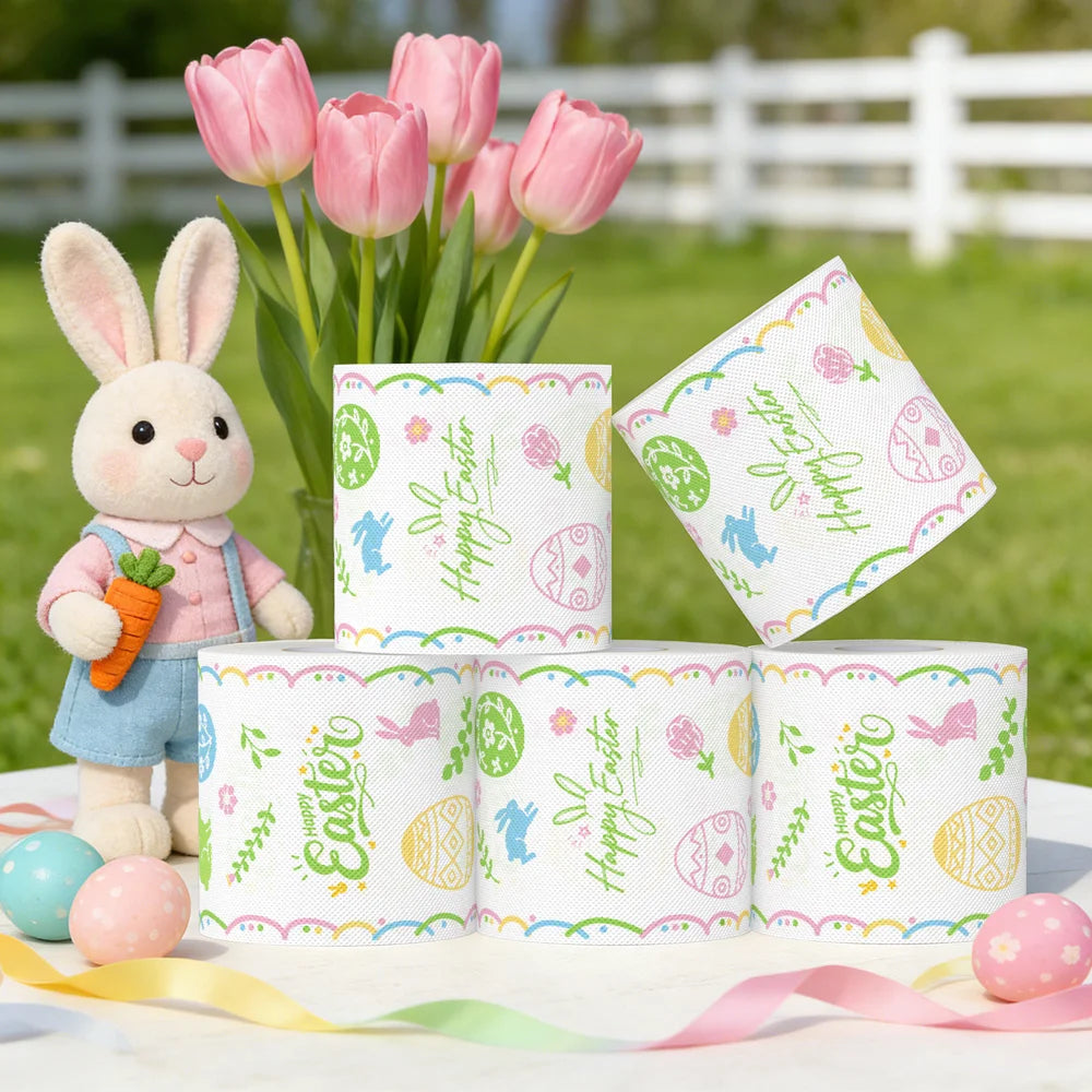 2/4/6pcs Easter Printed Toilet Paper Rolls, Fun Holiday Design 2-Ply Bathroom Tissue-Party Gift,Home Kitchen Bathroom Essential Oasis Select