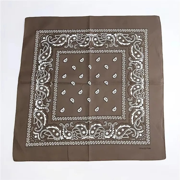 1/2pcs Bandana Kerchief Unisex Hip Hop Black Hair Band Neck Scarf Sports Headwear Wrist Wraps Head Square Print Handkerchief Oasis Select Coffee