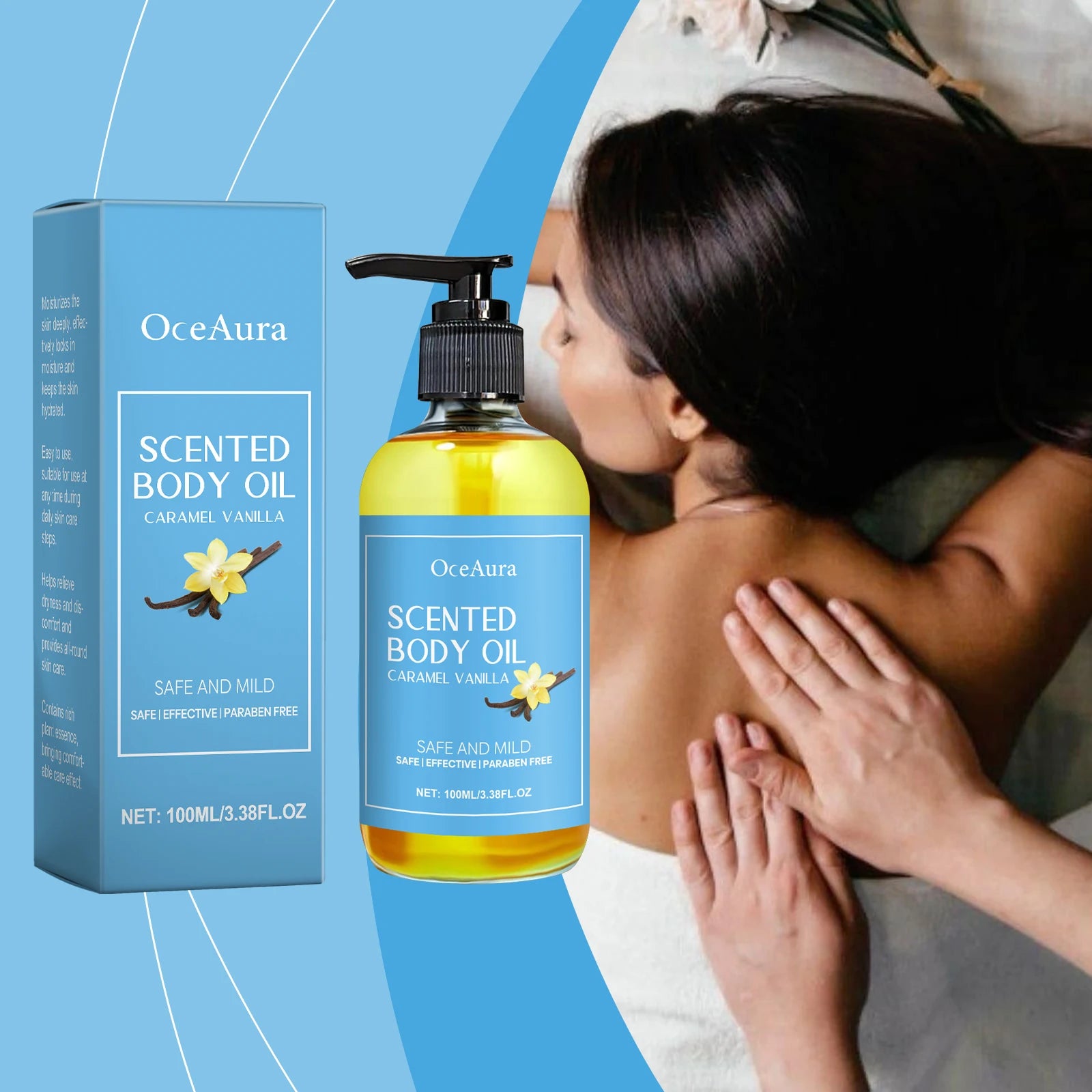 Caramel Vanilla Body Massage Oil Improve Moisturizing Relieve Stress Strengthen Nourishing Muscle Relaxing Body SPA Body Oils Oasis Select