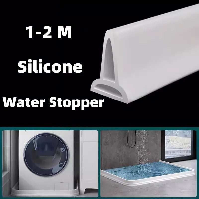 1-2M Bathroom Water Stopper Silicone Retaining Strip Water Shower Dam Flood Barrier Dry And Wet Separation Blocker Accessories Oasis Select