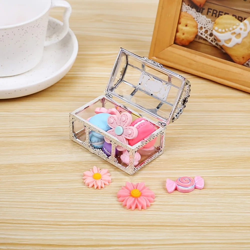 Retro Treasure Chest Mini Storage Box, Transparent Pirate Candy Jewelry Display Box, Suitable For Weddings, Parties, Birthday Oasis Select