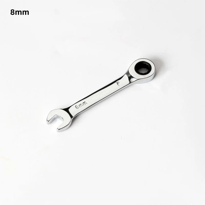 1Pcs 6-19mm 72 Tooth Short Handle Ratchet Socket Wrench CRV Quick Open Reversible Combination Stubby Spanner Auto Repair Tools Oasis Select 8mm