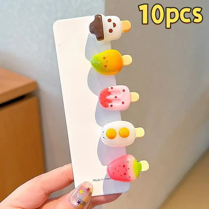 10Pcs Ice Cream Mini Duckbill Hair Clips for Women | Cute Set Hair Clips Set Oasis Select A1