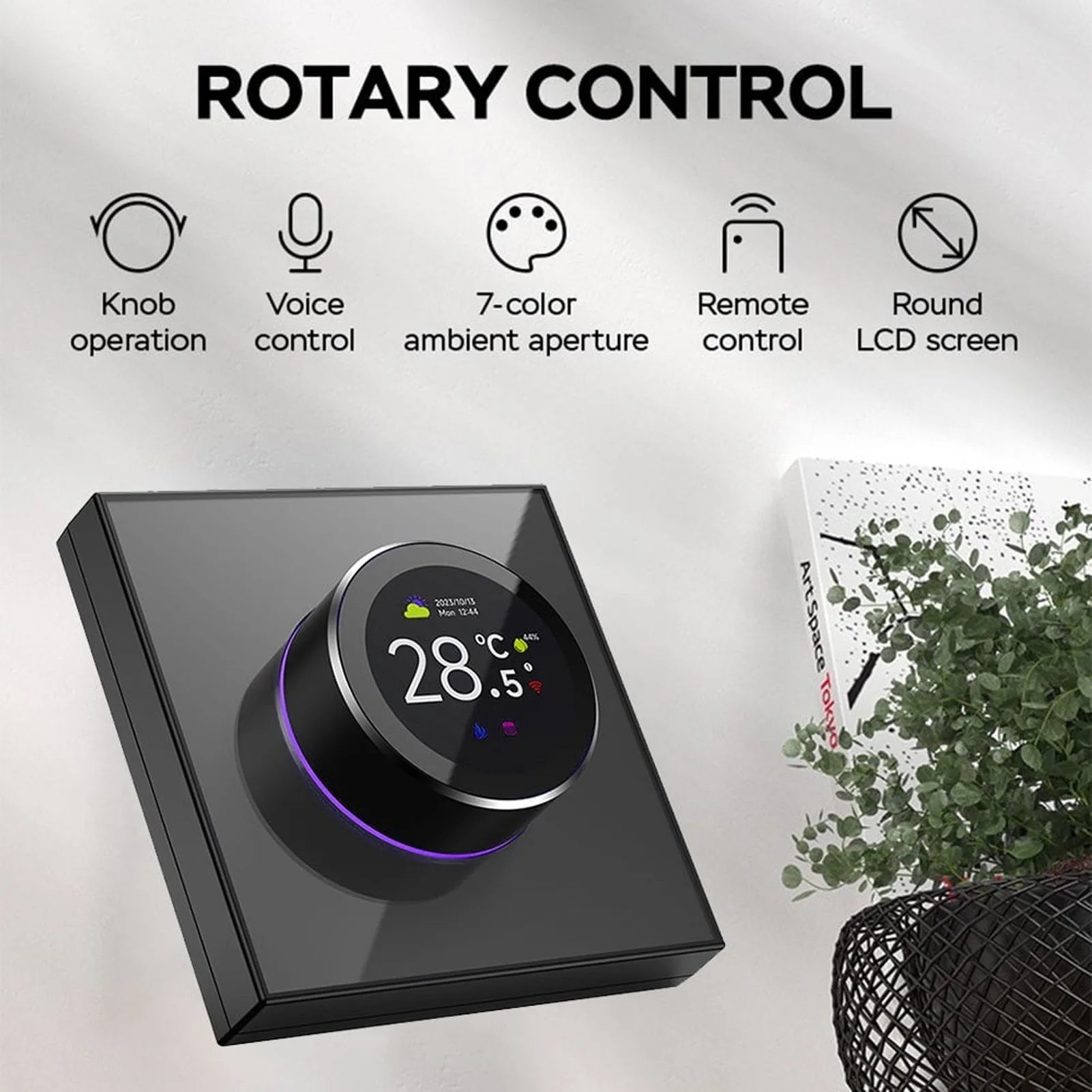 Smart Knob Thermostat Accurate 1.32in Screen 95~240VAC Intuitive Water Heating Digital Thermostat Temp Controller for Home Oasis Select
