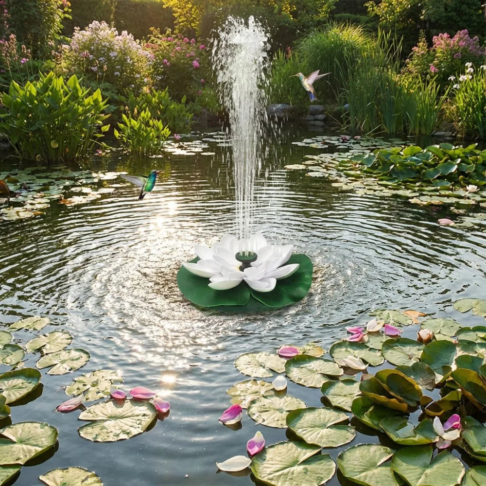 Solar Water Fountain,Floating Mini Lotus Water Pump/Pond Pump,Perfect DIY Pond Decoration DIY Bird Bath,1.2W Waterfall Fountain Oasis Select
