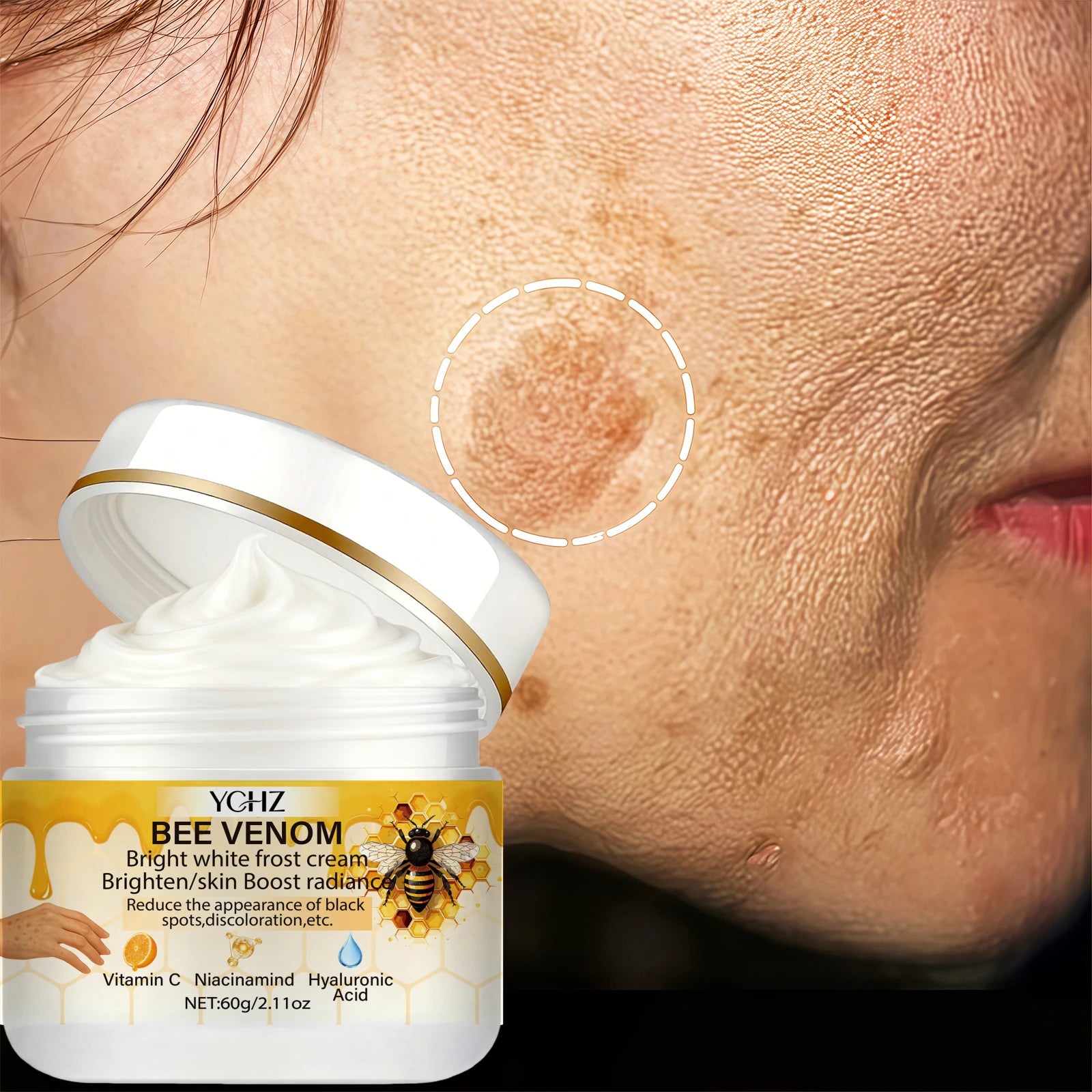 YCHZ Bee Venom Brightening Moisturizing Cream 60g – Unisex Brightening Face Cream Oasis Select