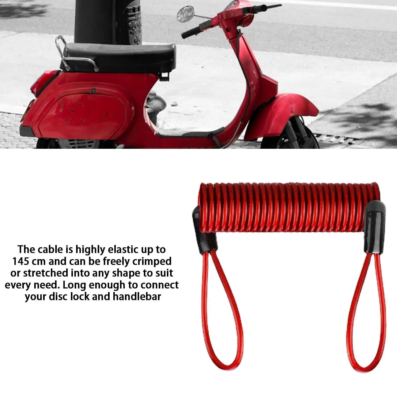 Lock Reminder Cable Disc Lock Cable For Antitheft Protection Security Steel Wire Spring Reminder Rope For Motorbike Helmets Lock Oasis Select