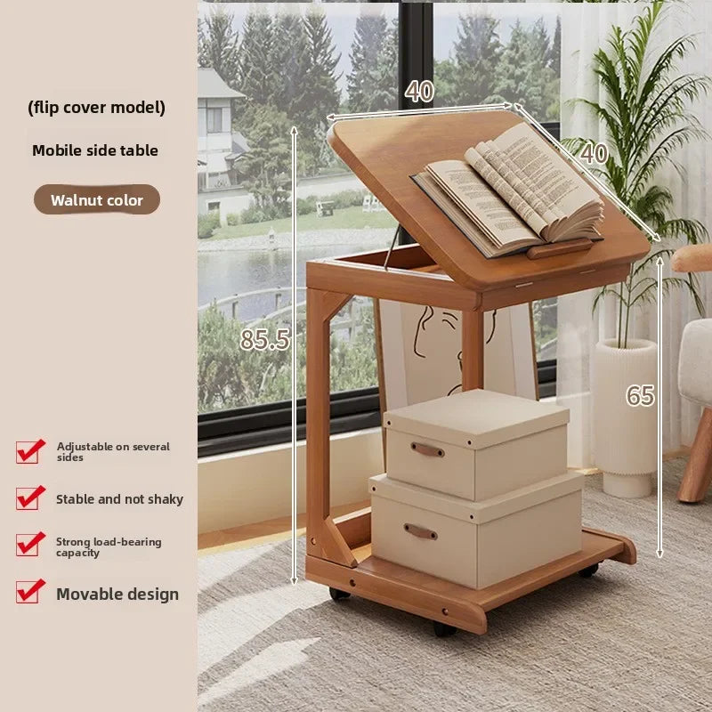 Multi-functional Coffee table removable flip mini sofa side table storage rack bedroom bedside table with wheels Oasis Select FG-HT-40CM
