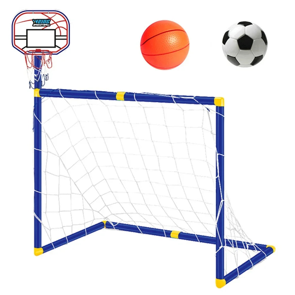 Detachable Toddlers Football Goal Soccer Door Gate Post Set Football Goal Fun Games Toys with Basketball Stand Football Goal Oasis Select 2 In 1