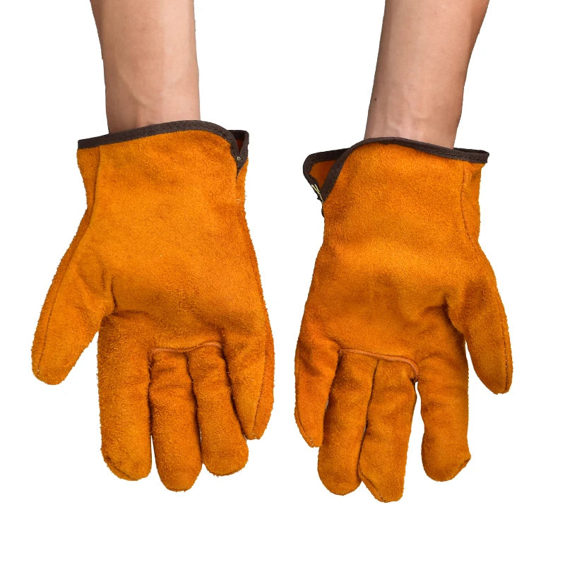 3/5/10 Pairs Labor Protection Work Gloves Soft Cowhide Welding Safety Protection Wear-Resistant Insulated Welding Gloves Oasis Select