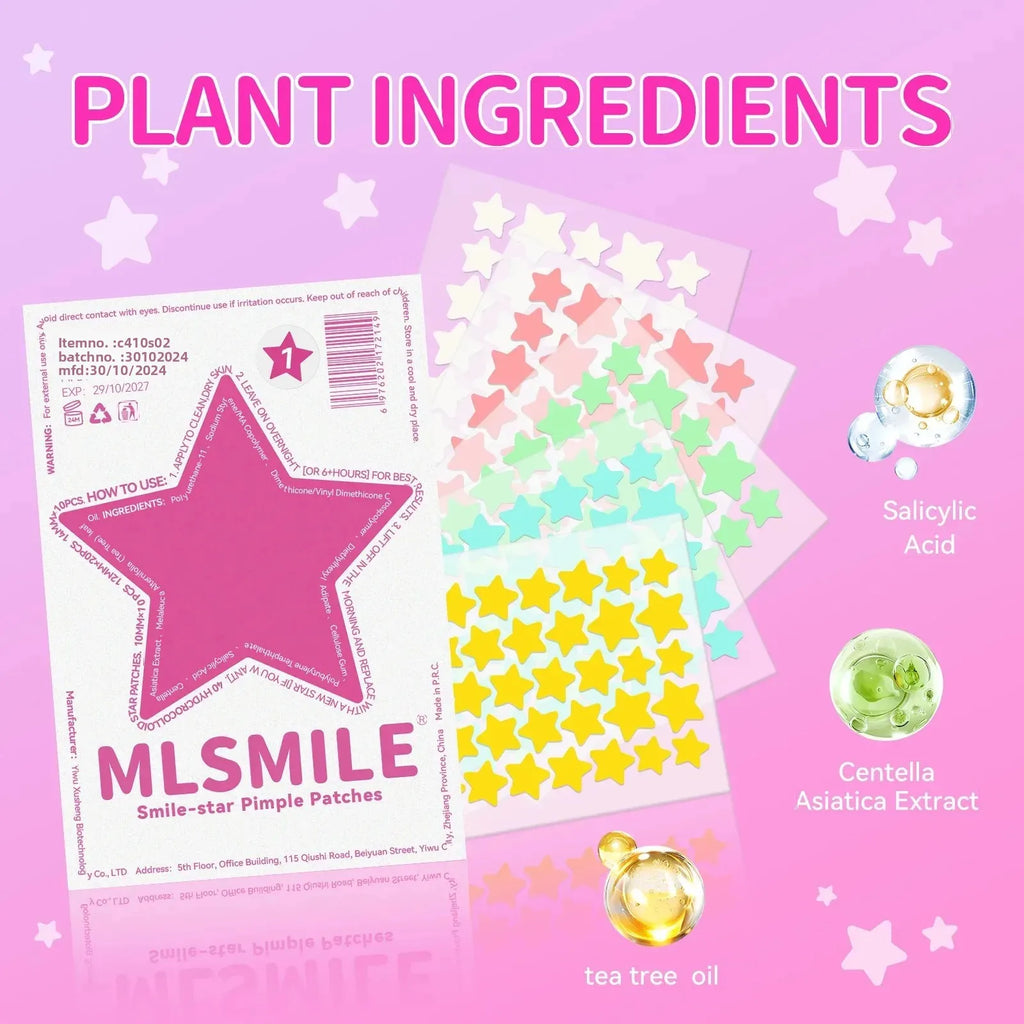 MLSMILE 40pc Star Hydrocolloid Blemish Patches – All Skin Tones Blemish Patches Oasis Select