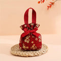New Wedding Candy Bag Portable Canvas Gift Bag Party Wedding Goodie Packing Box Simple Red Green Handheld Gift Storage Bags Oasis Select Wine red 1 Other