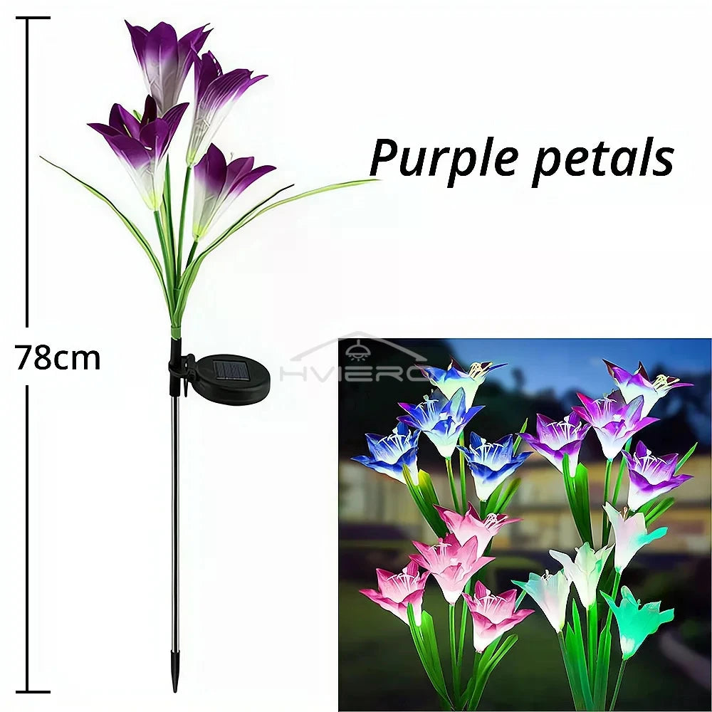 Solar LED Lily Flower Garden Light | IP65 Waterproof Pathway Lamp