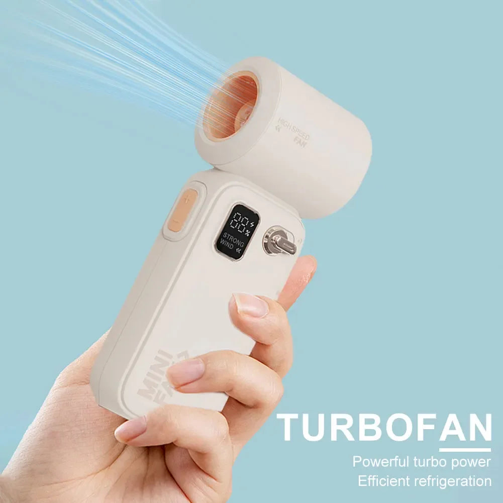 High Speed Fan Cooling Fan Rechargeable Strong Wind Mini Fan Portable Outdoor Handheld Fans 4 Gears Wind Speed Adjustable Oasis Select