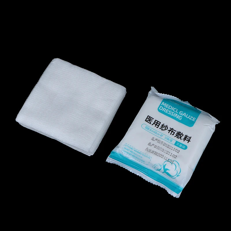 10Pcs 8 Layer Medical Absorbent Gauze Pad Wound Dressing Sterile Gauze Block First Aid Kit Gauze Pad Wound Care Supplies Oasis Select