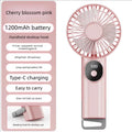 Rechargeable Handheld Cooling Fan 5 Wind Gear Low Noise Powerful Airflow Pocket Fan Portable Travel Fan For Office Camping Oasis Select pink
