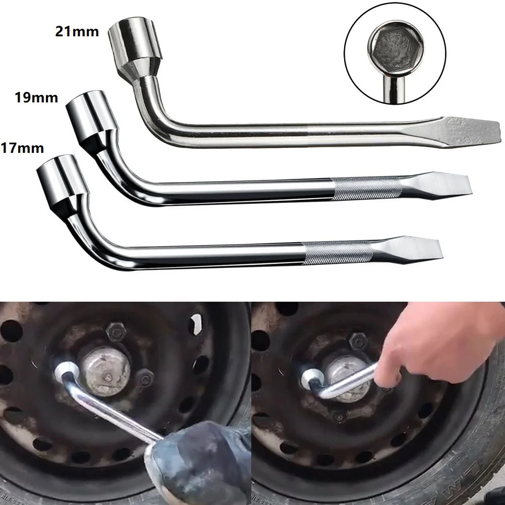 17/19/21mm Car Spare Tire Lug Wrench L Type Hexagonal Head Heavy Duty Lug Hex Nut Bolt Socket Spanner Car Hand Tool Oasis Select