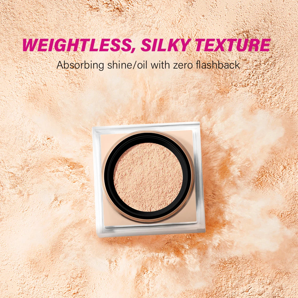 2PCS Loose Face Powder & Dual-Brush Oil Control Matte Delicate Face Setting Powder Makeup Soft Flawless Finish Korean Makeup Oasis Select