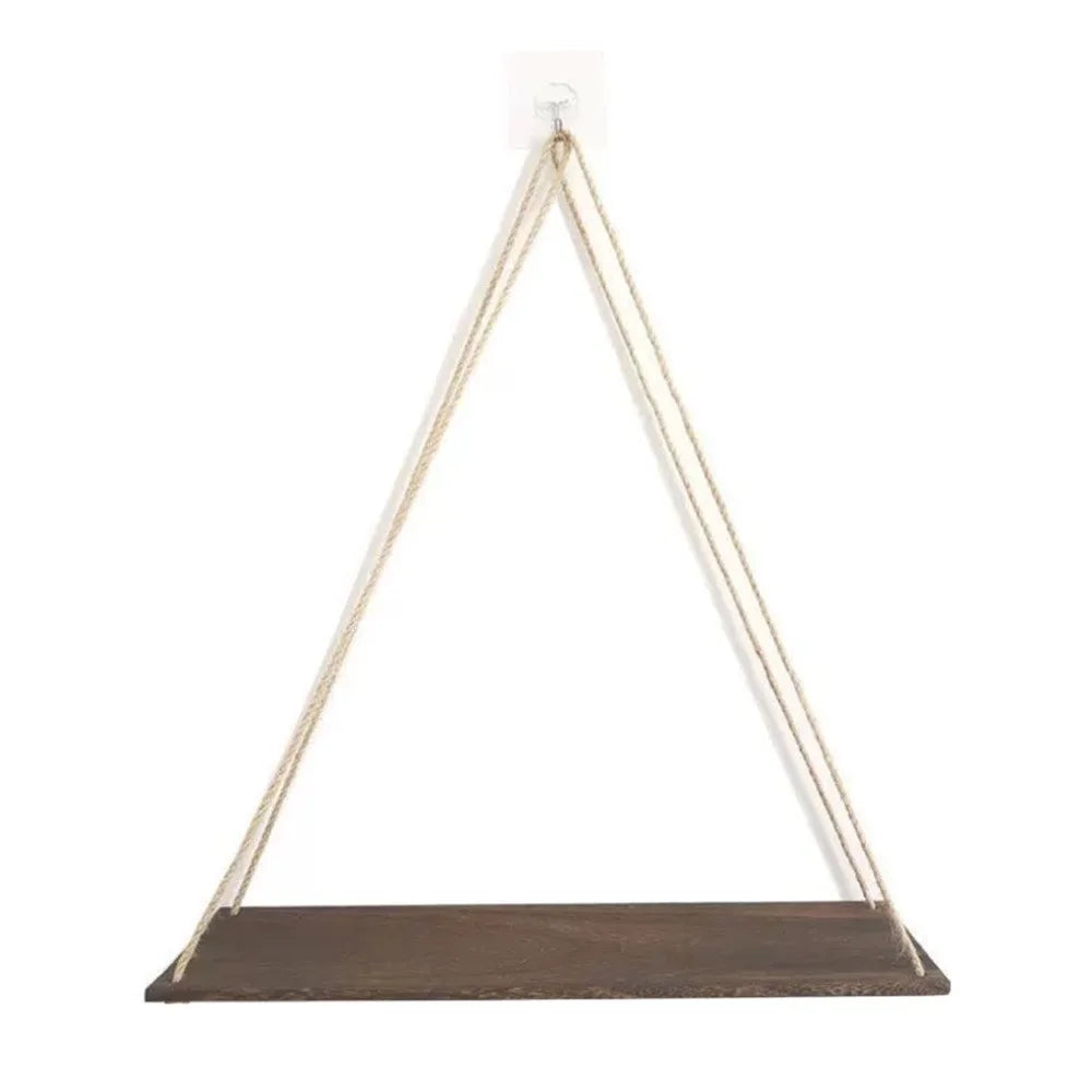 Wooden Hanging Shelf Hemp Rope | Wall Mounted Plant & Décor Tray