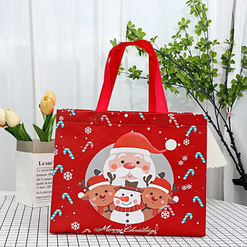 Christmas Snowman & Santa Non-Woven Gift Bag | Holiday Tote