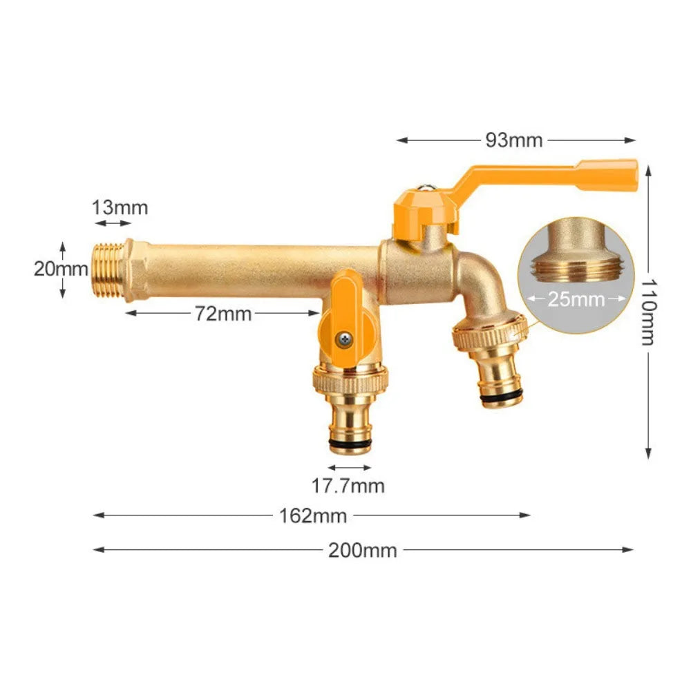 2-Way Garden Hose Faucet Adapter | Wall-Mount Brass Tap Splitter Garden Hose Splitter Oasis Select Style-F