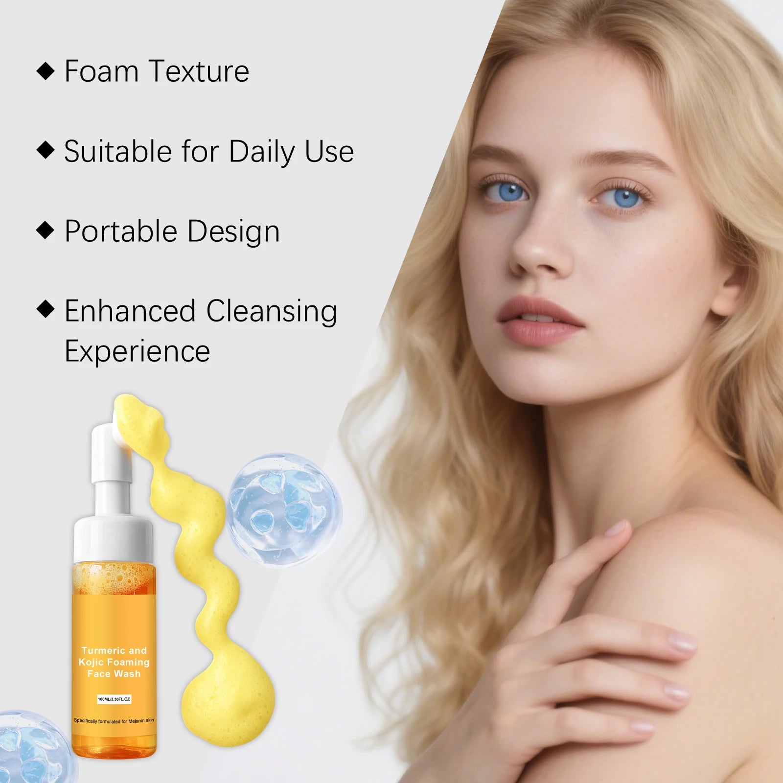 Turmeric & Kojic Acid Foaming Face Wash | Brightening Cleanser Foaming Face Wash Oasis Select