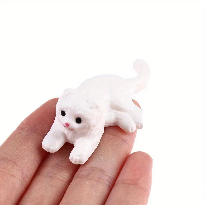 2 sets Dollhouse Item Kawaii Mini Dog Doll Accessories Puppy Cat Set Plastic Mini Items Toys for Children Funny Educational Toy Oasis Select