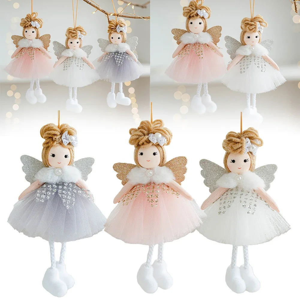 16*9CM Christmas Plush Mesh Angel Doll Pendant Cartoon Cute Wings Girl Doll Christmas Tree Decoration Bedside Hanging Oasis Select
