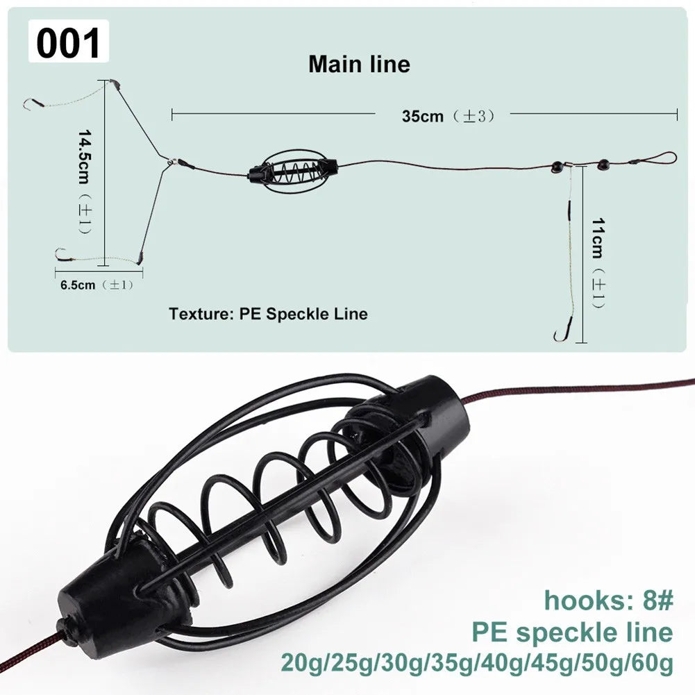 1PCS Carp Fishing Feeder European Carp Fishing Cages Hook Rig Set Inline Method Feeder Tackle Nest Spring Hook Fishing Equipment Oasis Select