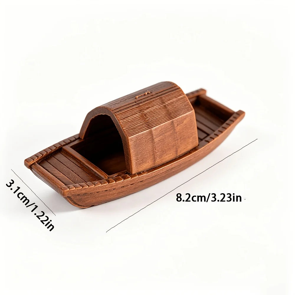 3D Printed Mini Chinese Boat Ornament Zen Garden & Aquarium Decor for Fish Tank Landscaping Collectors Aquarium Accessories Gift Oasis Select Shade sailboat