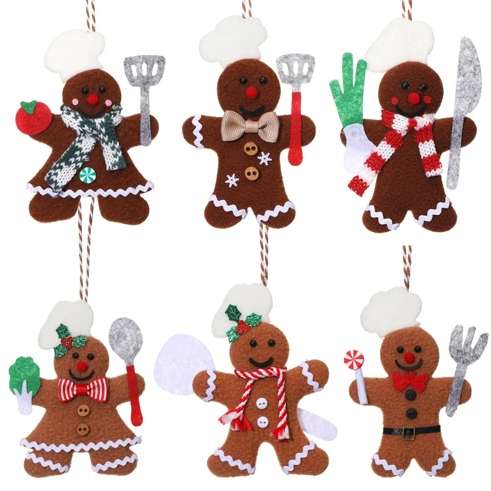 Plush Gingerbread Man Christmas Ornament Pendant | Chef