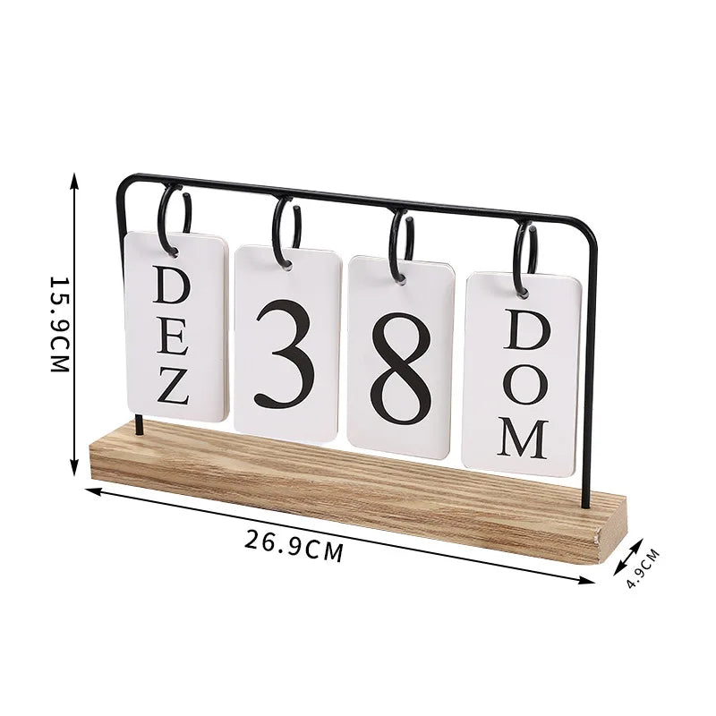 Creative Desk Decoration Mini Wooden DIY Calendar Tabletop Wooden Desk Calendar Crafts Holiday Decoration Oasis Select black