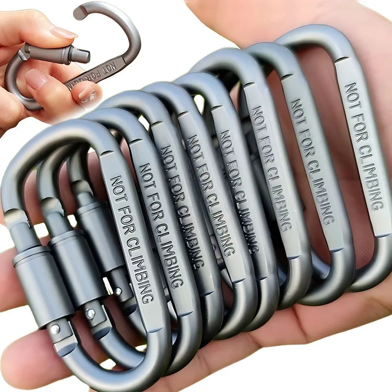 Tactical Steel D Keychain Shape Hook Buckle Clip Climbing Army Carabiner Hanging Fit Outdoor Camping Survival Edc Caribiner Oasis Select